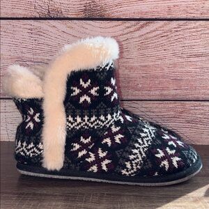 Pre Owned Natural Reflections Fair Isle Knit Bootie Slippers 9